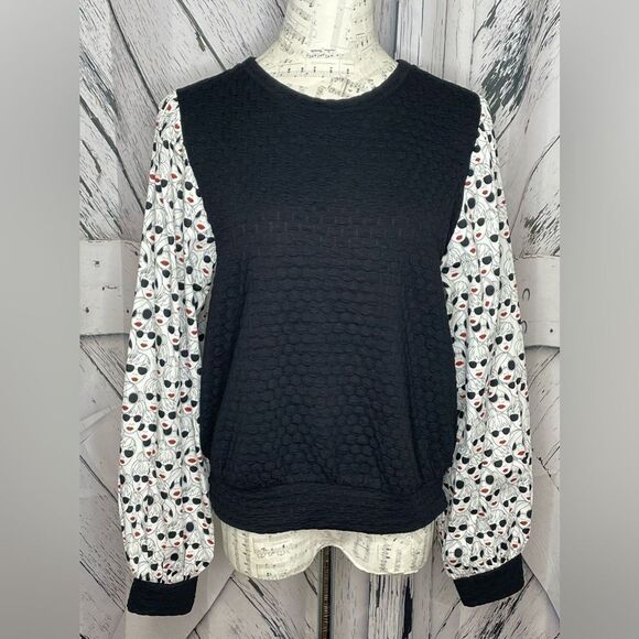 Anthropologie x Porridge Clothing Top Textured with Balloon Sleeves m - Picture 1 of 8